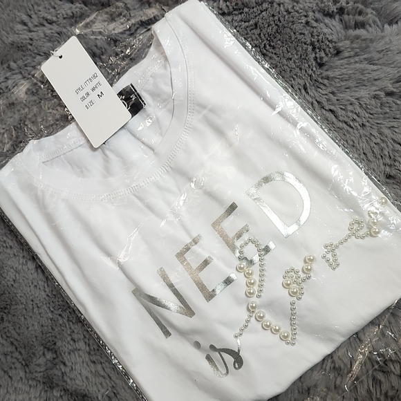 ITOO White pearls T-Shirt made in Italy Size : M - Picture 4 of 6